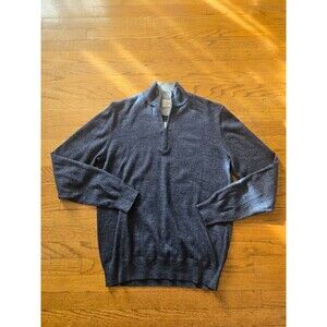 Faherty Brand Mens Navy Blue Quarter Zip Long Sleeve Pullover Sweater Size Small